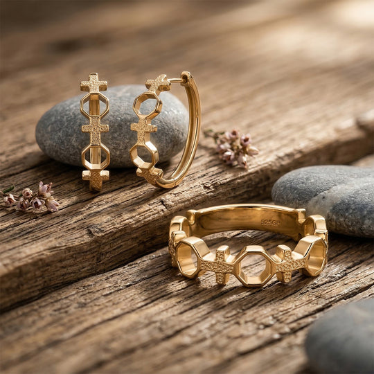 GP Royal Art Déco Kollektion- Kanchanaburi blauer Saphir Ring und Ohrringe