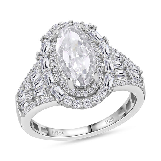 D'Joy Moissanit Ring und Anhänger mit 50cm Kette Oval