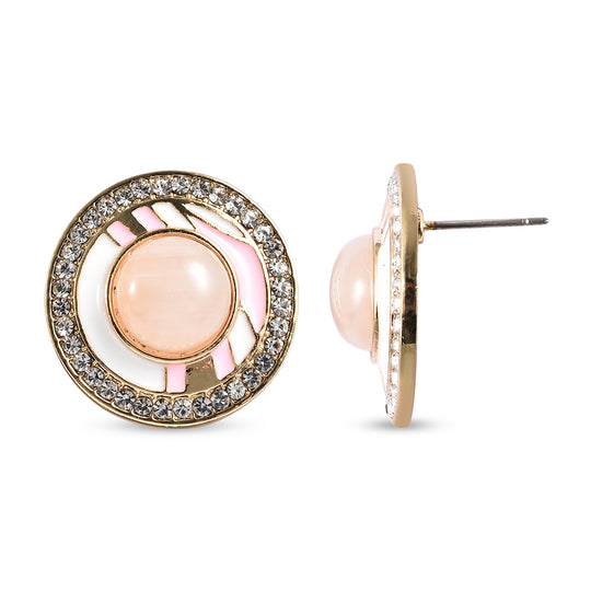 Mischen Rosa Quarz, Weißer Österreichischer Kristall Ohrringe emailliert ca. 0,00 ct.
