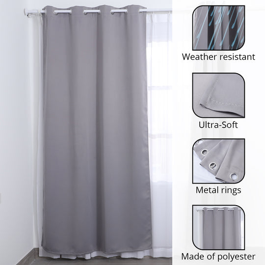 Verdunkelungsvorhang mit 8 Metallringen in 2 Stück/Set ,210gsm Oberseite: 8 Ösen, Größe:132x244cm, blau