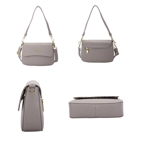 SENCILLEZ - 100% echte Leder Umhängetasche für Damen, Größe 22x6x14 cm, Grau