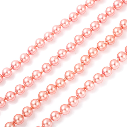 Glasperle, Kunststoff Perle mehrreihige Halskette ca. 56 cm+ 7.5 cm extender, Eisen rosévergoldet