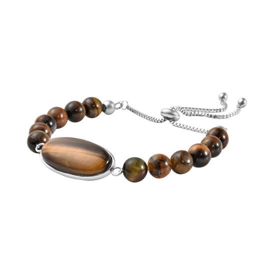 Flexibles Lapislazuli Bolo-Armband, 15-22cm, Edelstahl - 70 ct.