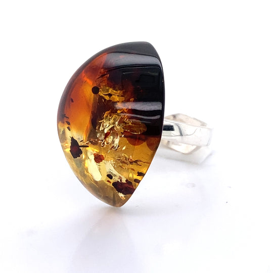 Baltischer Bernstein Ring 925 Silber (Größe 16.00)