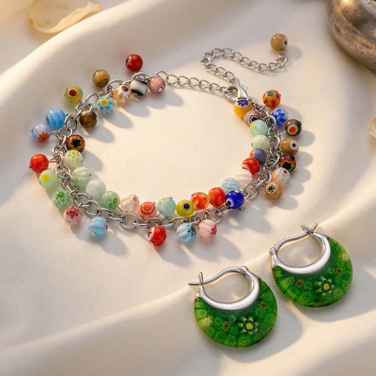 Grune Murano-Stil Set