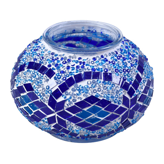 Handgefertigte orientalische Mosaik Glas Tischlampe - Weinkrug Form, Größe 12x38 cm, Blau