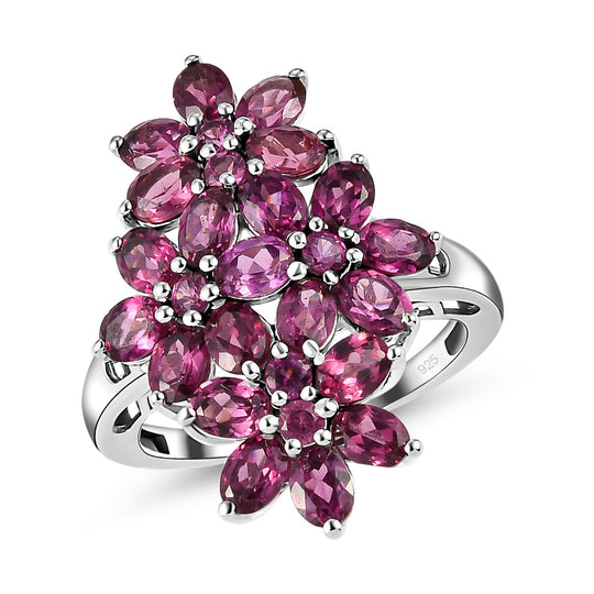 Rhodolith Granat-Ring, 925 Silber platiniert ca. 3,62 ct