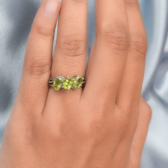 Natürlicher Peridot-Ring, Edelstahl, ca. 2,18 ct