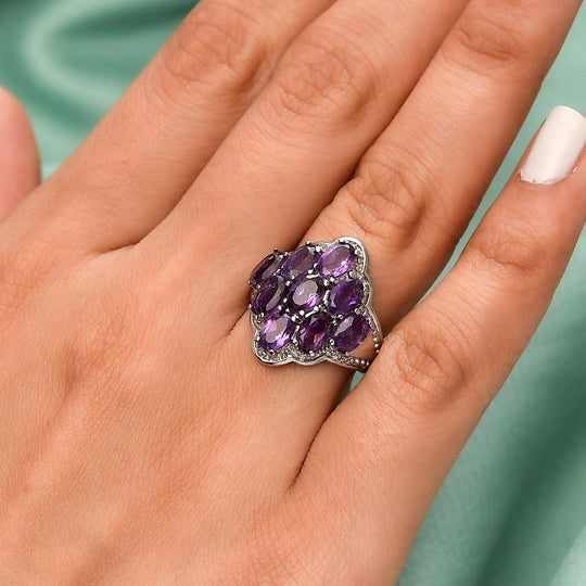 Afrikanischer Amethyst-Ring, Edelstahl, ca. 3,55 ct
