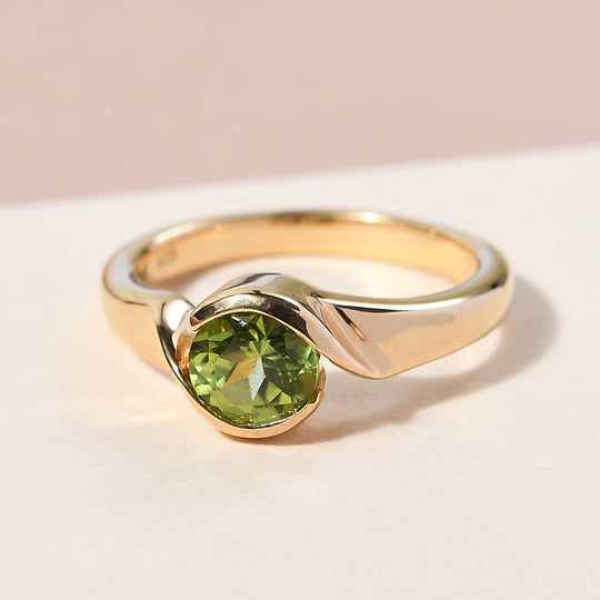 Natürlicher Peridot Bypass-Ring, 925 Silber vergoldet (Größe 17.00) ca. 0,86 ct