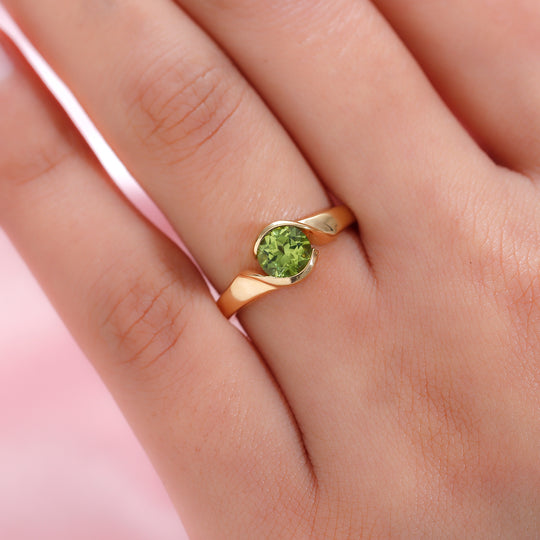 Natürlicher Peridot Bypass-Ring, 925 Silber vergoldet (Größe 17.00) ca. 0,86 ct
