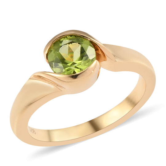 Natürlicher Peridot Bypass-Ring, 925 Silber vergoldet (Größe 17.00) ca. 0,86 ct
