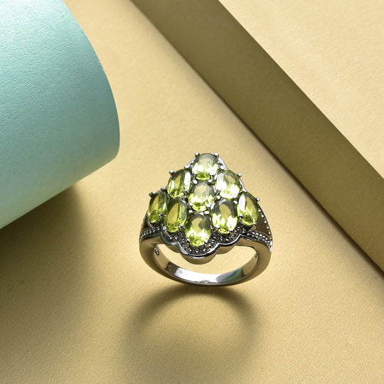 Peridot-Ring, Edelstahl, ca. 4,51 ct