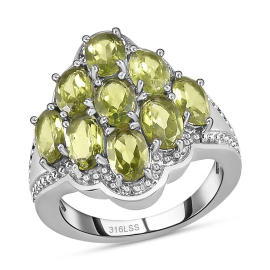 Peridot-Ring, Edelstahl, ca. 4,51 ct