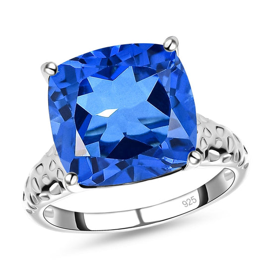 Ceylon Farbe Quarz Ring, 925 Silber platiniert ca. 6.64 ct