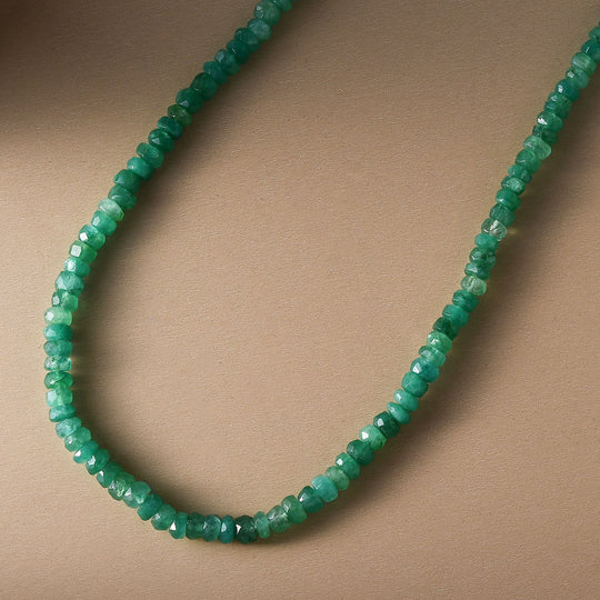 Kagem sambische Smaragd-Halskette, ca. 50 cm, 925 Silber vergoldet ca. 64,00 ct