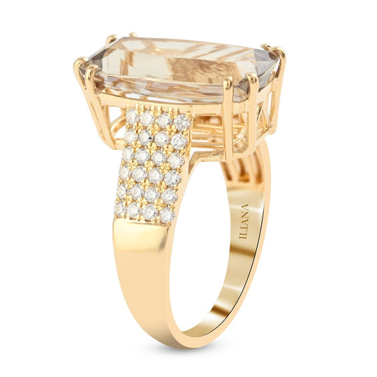 ILIANA - AAA Turkizit und weißer Diamant-Ring, zertifiziert und geprüft, 750 Gold ca. 6.13 ct