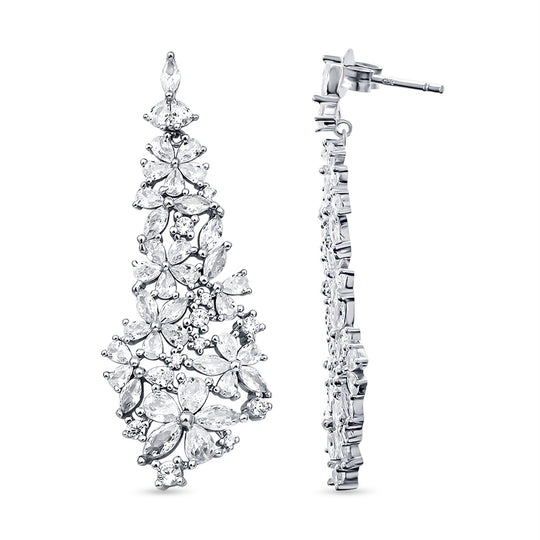 Lustro Stella - weiße Zirkonia-Ohrringe, 925 Silber rhodiniert ca. 15,09 ct