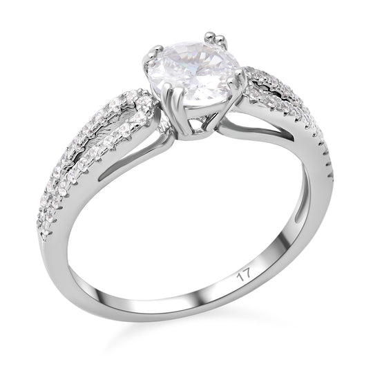 Lustro Stella - Weißer Zirkonia-Ring, 925 Silber rhodiniert ca. 0,90 ct