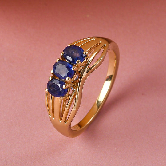 Masoala Saphir (Fissure gefüllt)-Ring, 925 Silber vergoldet ca. 0.82 ct