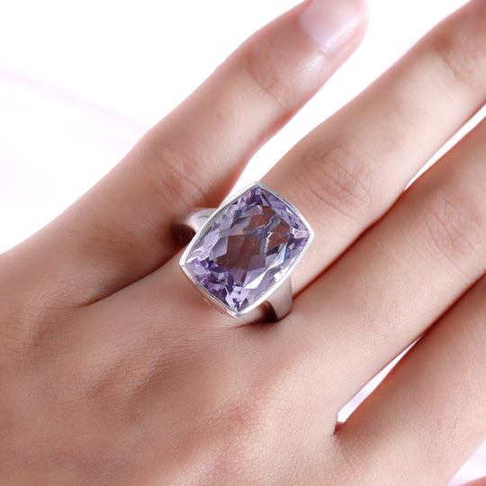 Rose De France Amethyst-Ring, 925 Silber platiniert ca. 14,35 ct