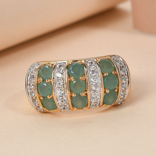 Grandidierit und weißer Zirkon-Ring, 925 Silber vergoldet ca. 1,59 ct