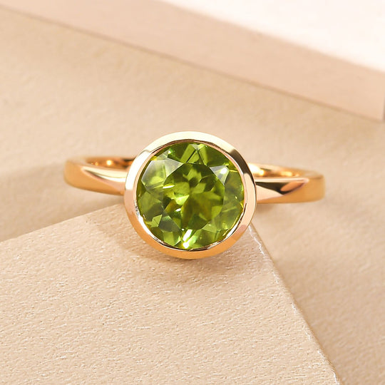 Natürlicher Peridot-Ring, 925 Silber vergoldet ca. 1.97 ct