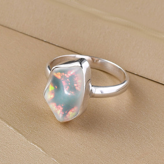 Natürlicher, äthiopischer Welo Opal Ring, 925 Silber ca. 5.00 ct