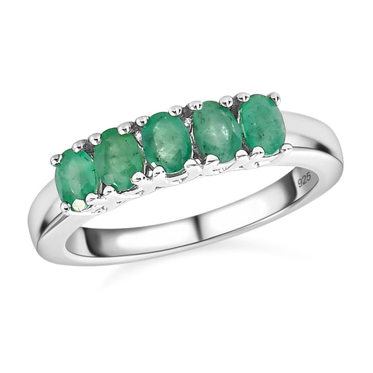 Kagem sambischer Smaragd-Ring, 925 Silber platiniert ca. 0.82 ct