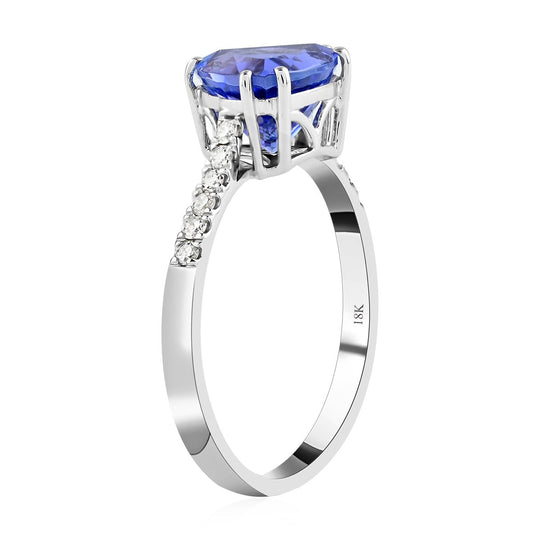 Iliana AAA Tansanit, Weißer DiamantAGI zertifiziert Ringe 750 Gold (Größe 18.00) ca. 2.05 ct