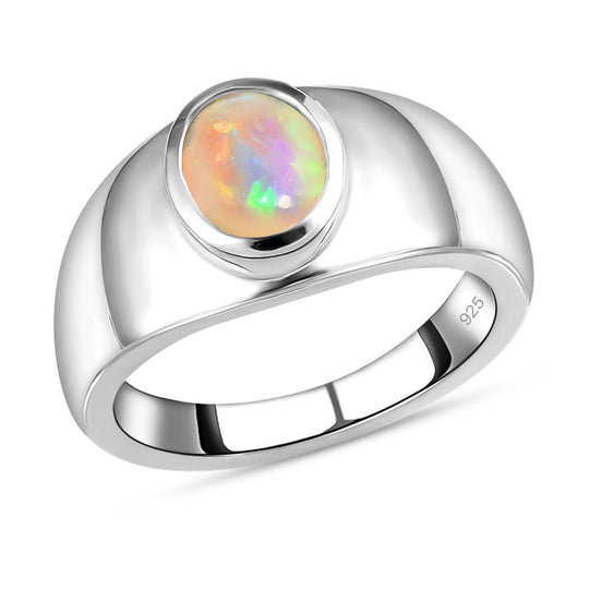 Natürlicher, äthiopischer Welo Opal Ring, 925 Silber ca. 0.73 ct