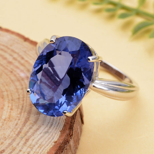 Farbwechsel Fluorit-Ring, 925 Silber rhodiniert ca. 14.55 ct