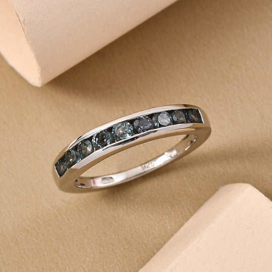 AA Montana Pfau Saphir-Ring, 925 Silber platiniert ca. 0.89 ct