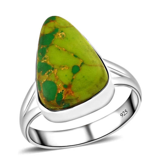 Grüner Mojave Türkis-Ring, 925 Silber ca. 5,22 ct