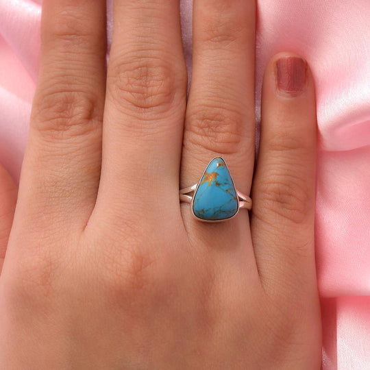 Blauer Mojave Türkis-Ring, 925 Silber ca. 4.95 ct