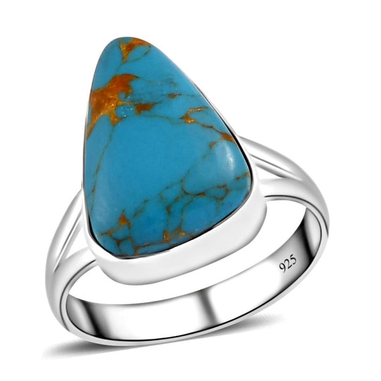 Blauer Mojave Türkis-Ring, 925 Silber ca. 4.95 ct