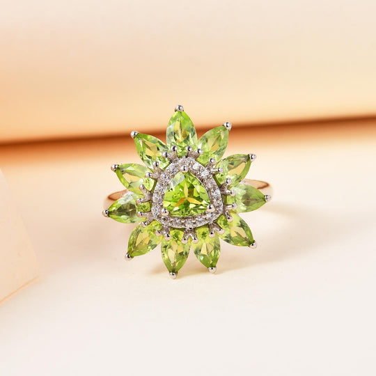Natürlicher Peridot-Ring, 925 Silber platiniert ca. 3.15 ct