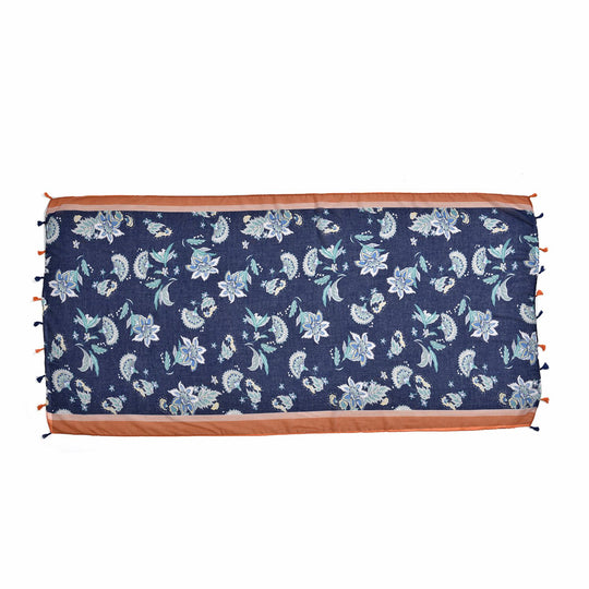 Weicher, leichter Schal mit Quasten, 180x80cm, Marineblau