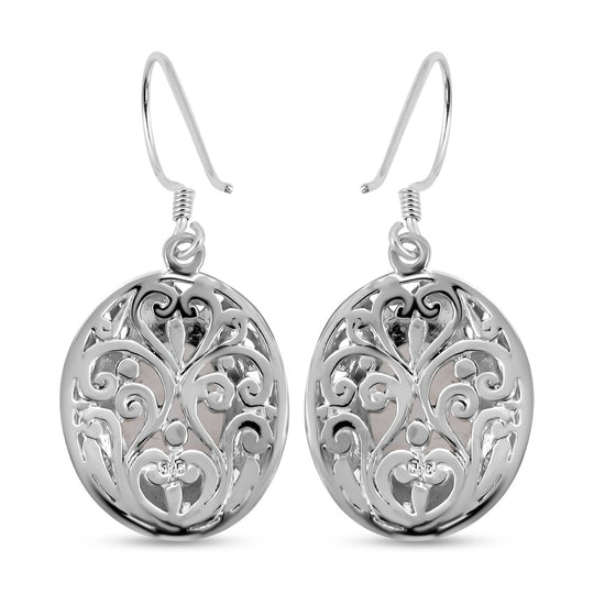 Royal Bali - Regenbogen Mondstein-Ohrringe, 925 Silber ca. 13,56 ct