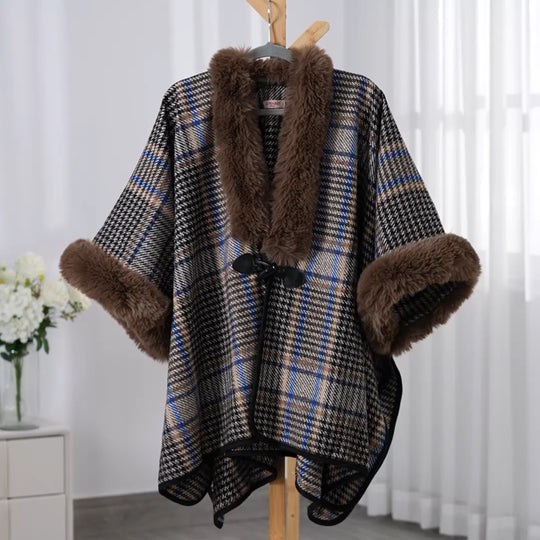 LA MAREY Kunstfell Kimono, Beige