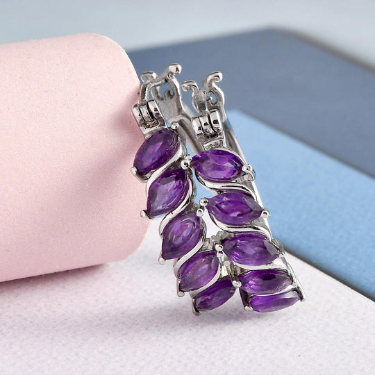 Afrikanische Amethyst Creolen, Edelstahl ca. 2.50 ct