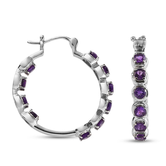 Afrikanische Amethyst-Creolen, Edelstahl ca. 4,78 ct