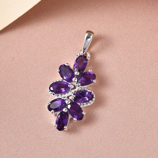 Afrikanischer Amethyst Anhänger 925 Silber ca. 1,74 ct