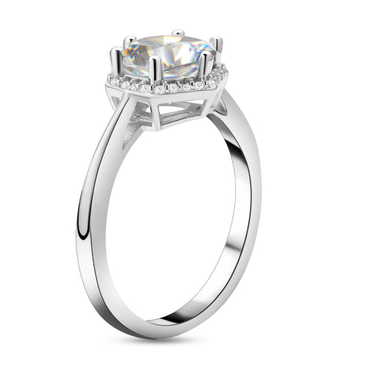 Moissanit Ring, 925 Silber rhodiniert ca. 2.65 ct