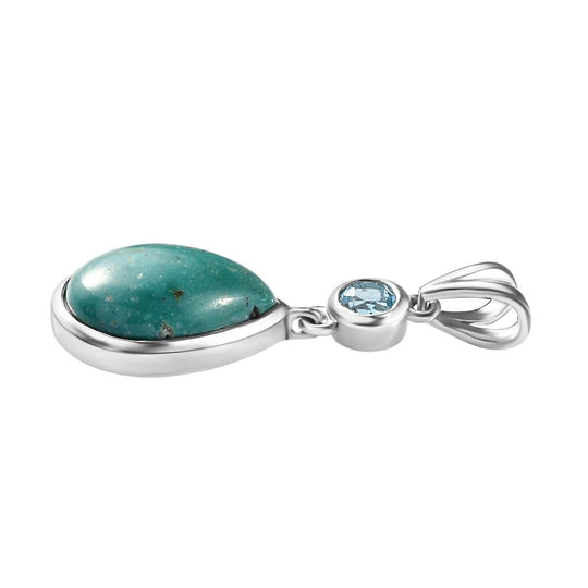 Sierra Nevada Türkis, Schweizer Blautopas Anhänger 925 Silber platiniert ca. 5.36 ct