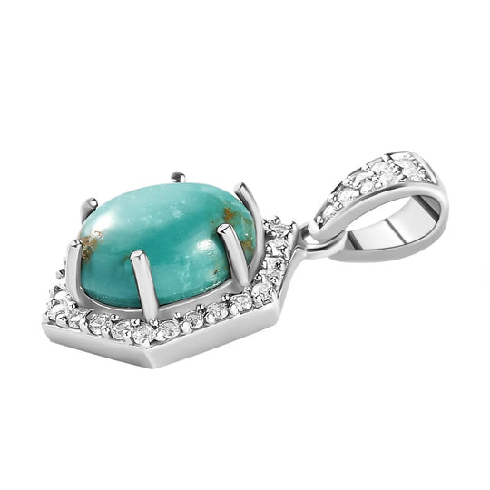 Sierra Nevada Türkis und weißer Zirkon-Anhänger, 925 Silber platiniert ca. 2,90 ct