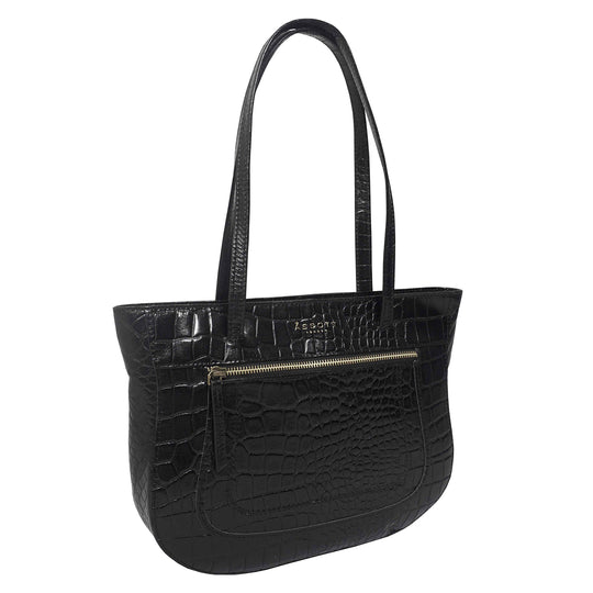 Assots London Julia, krokogeprägt echtes Leder Tote Tashe - Größe: 35x24x6cm, senf