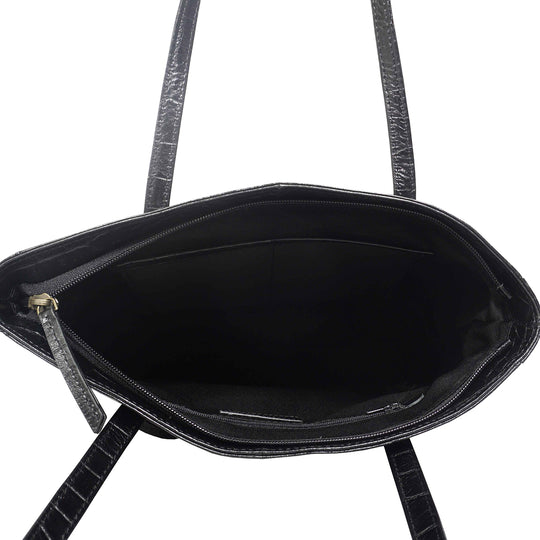 Assots London Julia, krokogeprägt echtes Leder Tote Tashe - Größe: 35x24x6cm, senf
