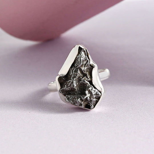 Meteorit-Ring, 925 Silber ca. 14,45 ct