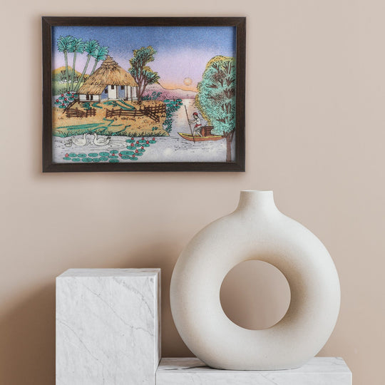 Handgefertigte Edelstein Malerei 36x28cm, Natur